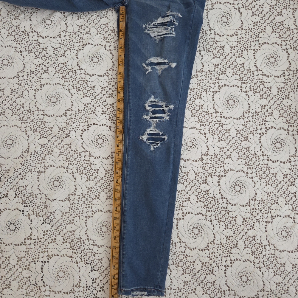American Eagle Outfitters Blue Distressed  Jeggings Size 12 - Picture 7 of 8
